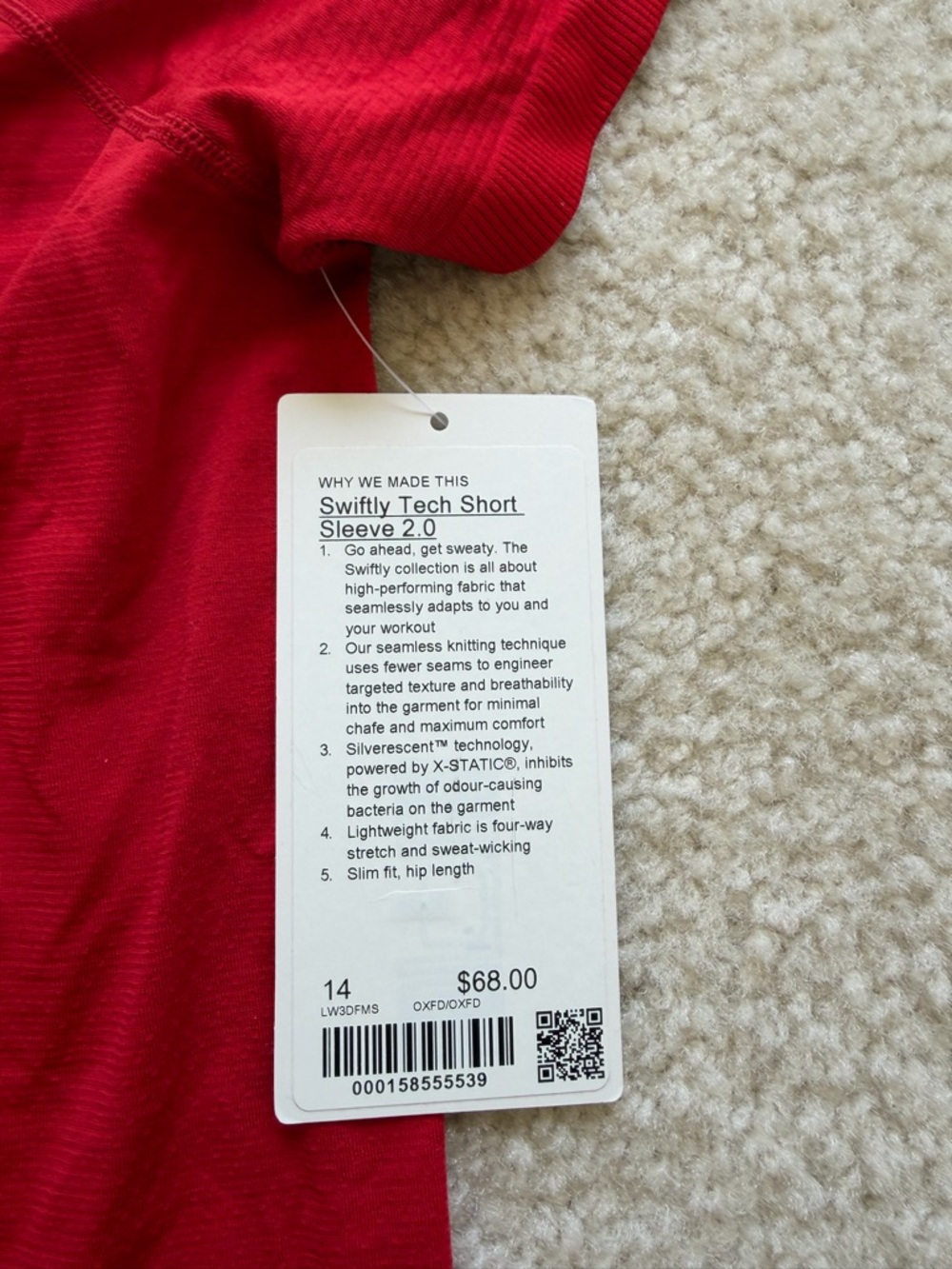 Women’s Lululemon Swiftly Tech Short Sleeve 2.0 Shirt Red Size 14 NWT
